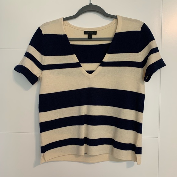 J.Crew Striped V-Neck Sweater Size XS - Picture 2 of 3